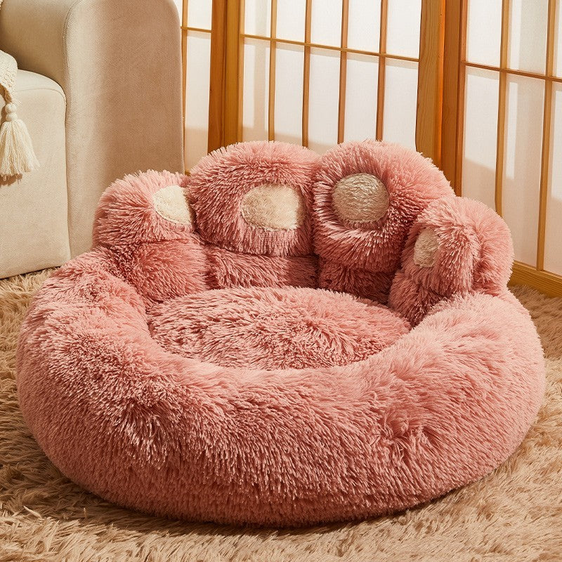 PawNest Hand-Shaped Plush Dog Bed