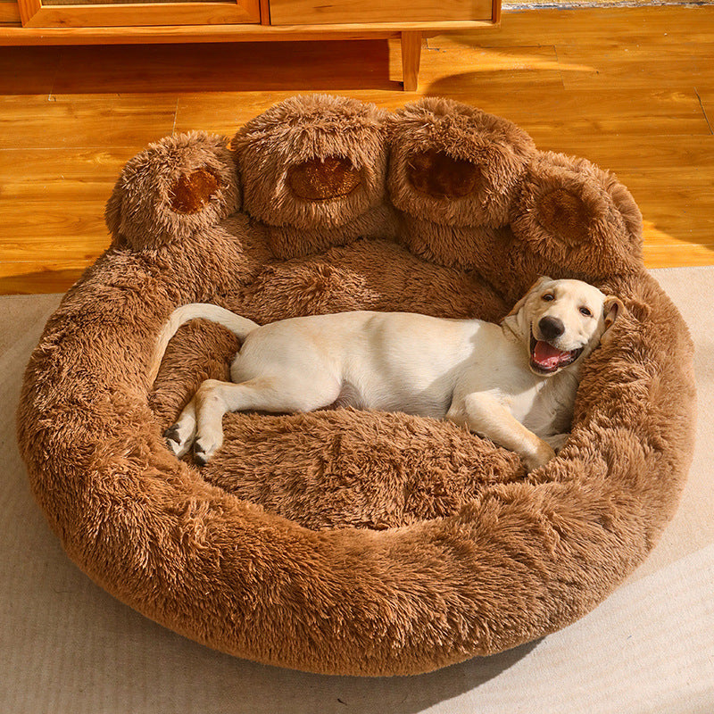 PawNest Hand-Shaped Plush Dog Bed