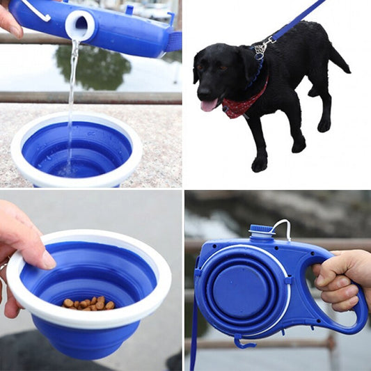 HydraLead – 3-in-1 Dog Leash with Integrated Food & Water Bowls