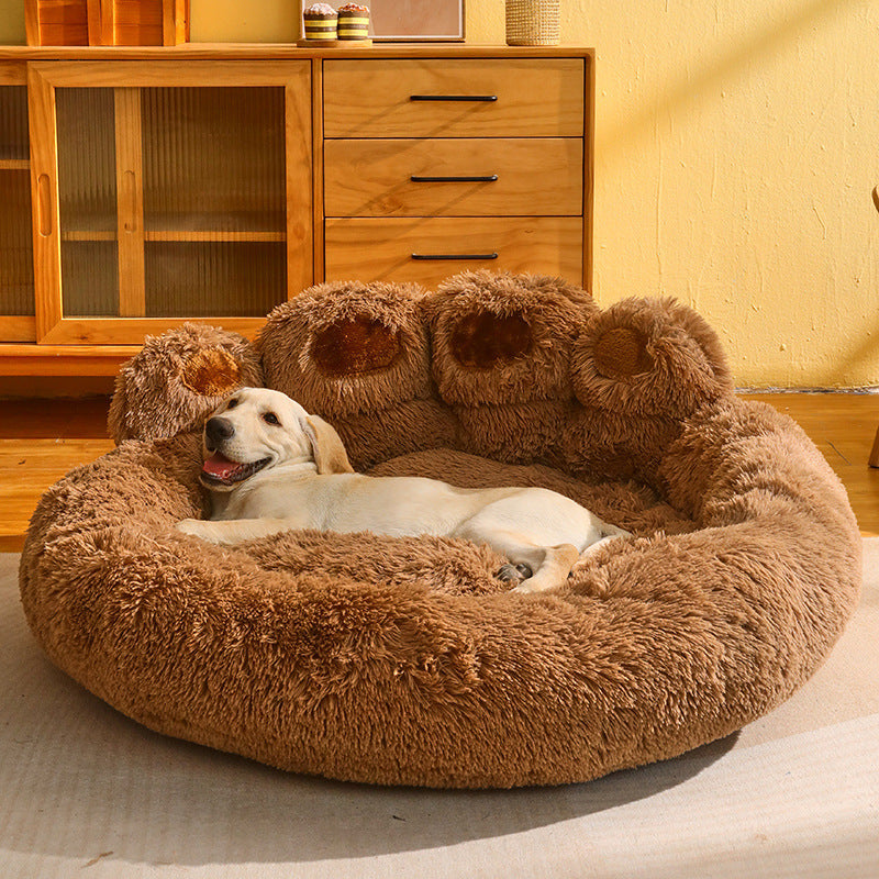PawNest Hand-Shaped Plush Dog Bed