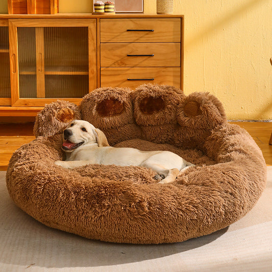 PawNest Hand-Shaped Plush Dog Bed
